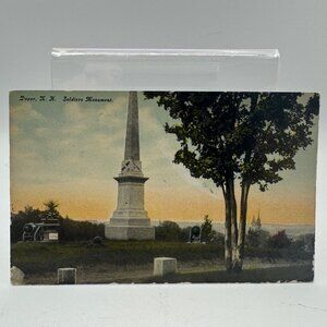 Vintage Dover N.H. Soldiers Monument Postcard 1910 Tinted Print Divided Back